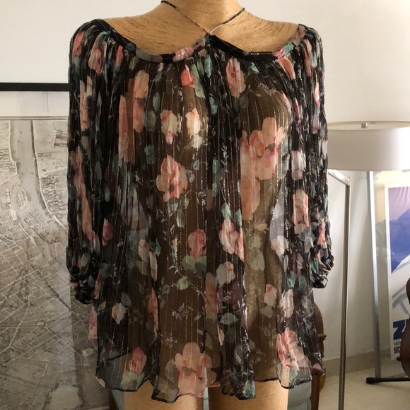 Zimmermann silk blouse with floral print Sz 2 6-8 - Picture 4 of 10